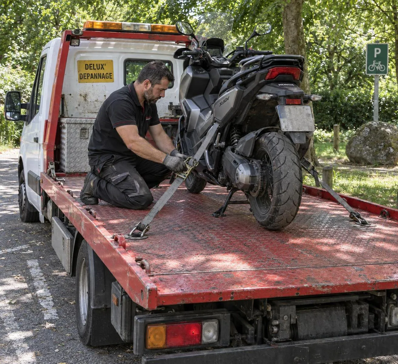 Dépanneur sanglant un scooter sur le plateau